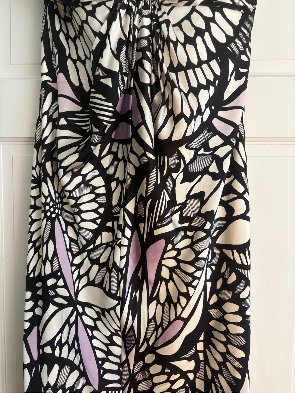 Laundry by Shelli Segal Strapless Sweetheart Long Dress Black White Purple 4 - Picture 6 of 16